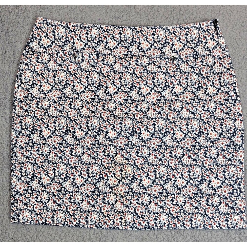 Banana Republic Skirt Womens 4 Navy Floral Cotton Stretch Mini Lined Work